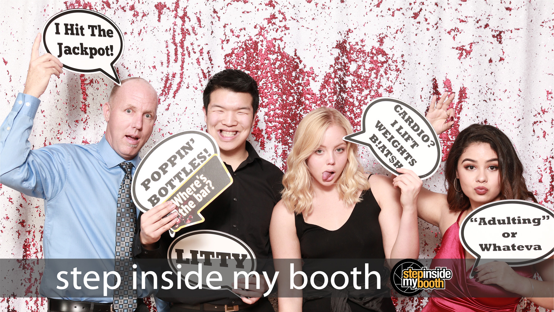 Step Inside My Booth Studio Quality Photo Booth for your event! Photo with guests from Allyson's Debutante Party on February, 19, 2019